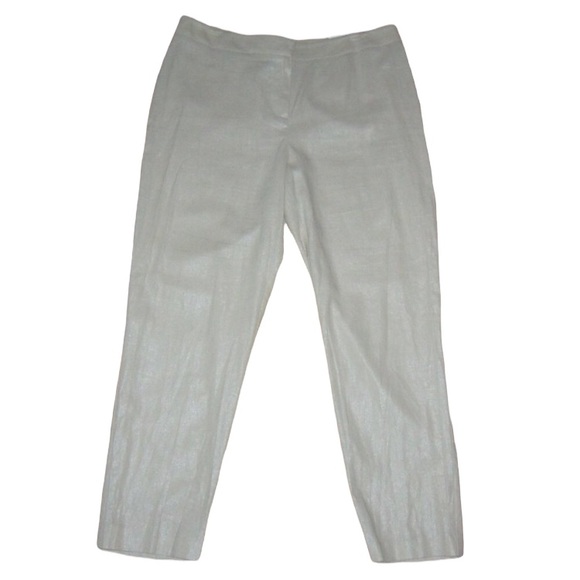 Chico's Pants - CHICO'S (33x27.5) Ultimate Fit Beige Sparkle Linen Ankle Pant - Sz 2 - LARGE NWT